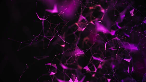 Fondo púrpura abstracto con puntos y líneas de conexión. Estructura y comunicación. Efecto plexo. Fondo de red geométrica de ciencia abstracta . —  Fotos de Stock