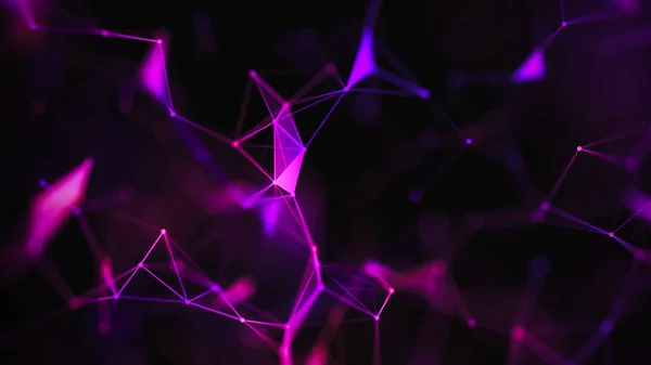 Abstract purple background with connecting dots and lines. Structure and communication. Plexus effect. Abstract science geometrical network background.