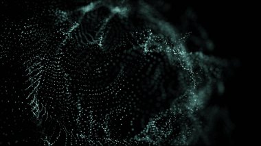 Büyük veri görselleştirme 3d. Teknoloji dalgası. Analitik gösterimi. Dijital arka plan. Parçacık dalgası. Büyük veri.