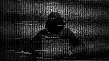 Veri güvenliği kavramında hacker. Bilgisayar bilgisayar kullanarak Hacker. İnterneti hacklemek. Siber saldırı.