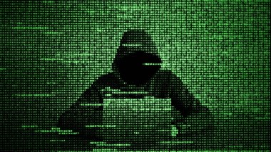 Veri güvenliği kavramında hacker. Bilgisayar bilgisayar kullanarak Hacker. İnterneti hacklemek. Siber saldırı.