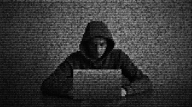 Veri güvenliği kavramında hacker. Bilgisayar bilgisayar kullanarak Hacker. İnterneti hacklemek. Siber saldırı.