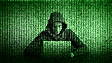 Veri güvenliği kavramında hacker. Bilgisayar bilgisayar kullanarak Hacker. İnterneti hacklemek. Siber saldırı.
