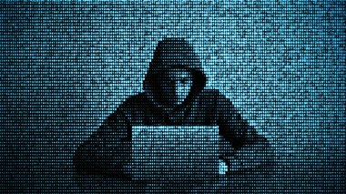 Veri güvenliği kavramında hacker. Bilgisayar bilgisayar kullanarak Hacker. İnterneti hacklemek. Siber saldırı.