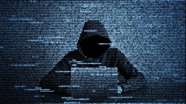 Veri güvenliği kavramında hacker. Bilgisayar bilgisayar kullanarak Hacker. İnterneti hacklemek. Siber saldırı.