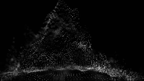 大数据可视化 3d。技术浪潮。分析表示。数字背景。粒子波。大数据. — 图库照片