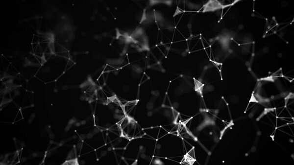 Предыстория концепции технологии. Концепция сети. Абстрактный геометрический фон с соединяющими точками и линиями. Визуализация больших данных
.