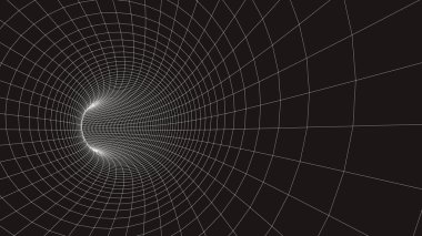 3d tünel ızgarası. Tel kafes 3d yüzey tüneli. Izgara dokusu.