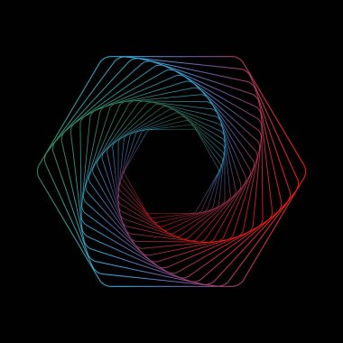 Tünel özeti. Bükülmüş renkli tünel 3d. Bükülmüş çizgiler. Logo. Tel kafes 3d yüzey tüneli.