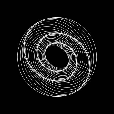 Tünel özeti. Bükülmüş renkli daire 3d. Bükülmüş çizgiler. Logo. Küre 3d