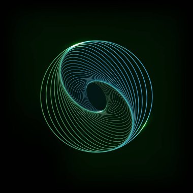 Siyah bir arka plan üzerinde Küre parlayan ışık afiş. Küre soyut 3d. Mavi arka planda soyut teknoloji küresi. Vektör çizimi.