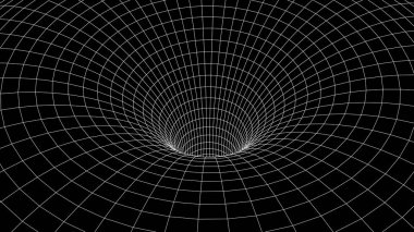 Tünel ya da solucan deliği. Soyut Solucan Deliği Bilimi. 3d tünel ızgarası. Tel kafes 3d yüzey tüneli. Izgara dokusu