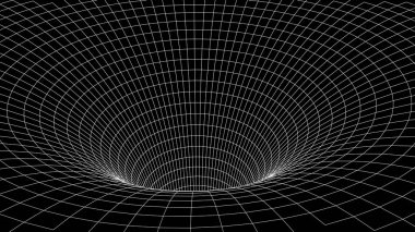 Tünel ya da solucan deliği. Soyut Solucan Deliği Bilimi. 3d tünel ızgarası. Tel kafes 3d yüzey tüneli. Izgara dokusu