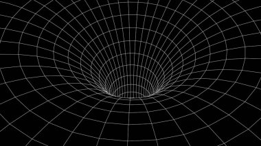 Tünel ya da solucan deliği. Soyut Solucan Deliği Bilimi. 3d tünel ızgarası. Tel kafes 3d yüzey tüneli. Izgara dokusu