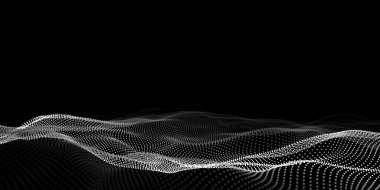 Soyut dalga noktalarını karanlık arka planda. Teknoloji vektör arka planı. Büyük veri.