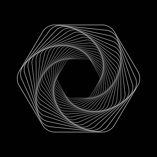 Tunnel abstrait. Des lignes tordues. Logo. Tunnel de surface 3D Wireframe . — Image vectorielle