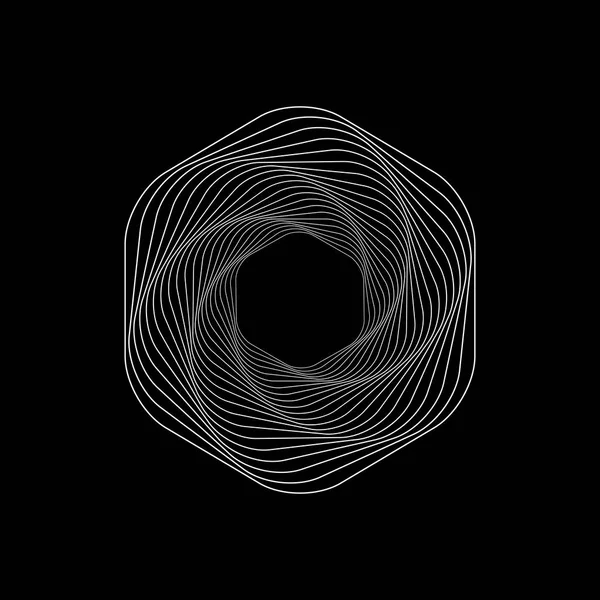 Tunnel abstract. Gedraaide lijnen. Logo. Wireframe 3D-oppervlakte tunnel. — Stockvector