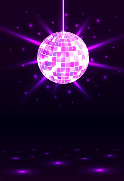 Nachtparty. Discokugel Hintergrund. Nacht-Tanzparty-Musik. leuchtender Parteihintergrund. Glühender Kreis. Vektorillustration. — Stockvektor