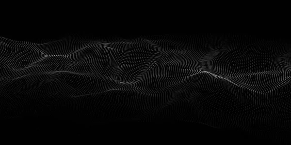 Puntos de onda abstractos en fondo oscuro. Fondo de vector de tecnología. Big data . — Vector de stock