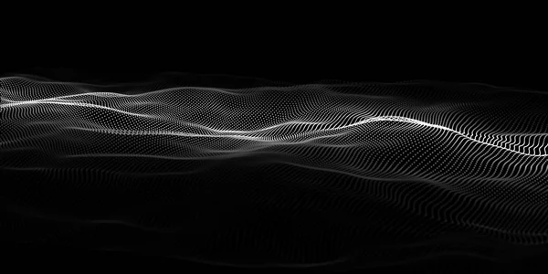 Puntos de onda abstractos en fondo oscuro. Fondo de vector de tecnología. Big data . — Vector de stock