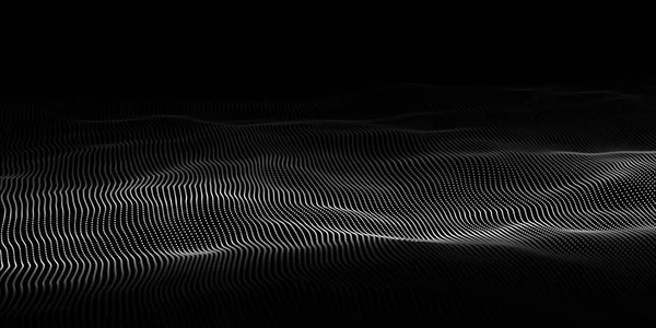 Puntos de onda abstractos en fondo oscuro. Fondo de vector de tecnología. Big data . — Vector de stock