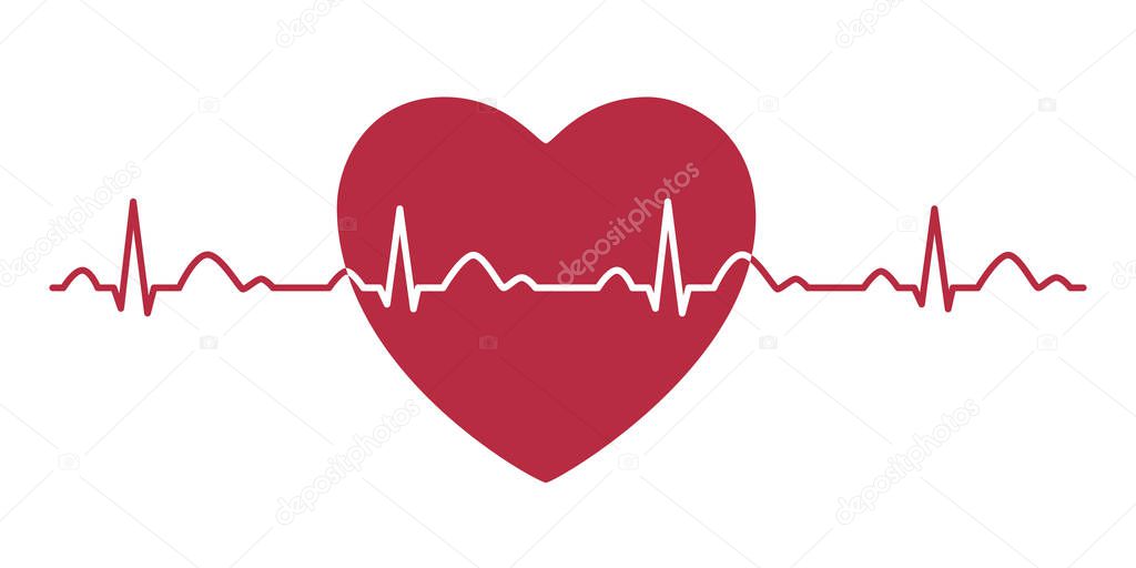 Heart pulse icon. Cardiogram. Electrocardiogram. Vector illustration.