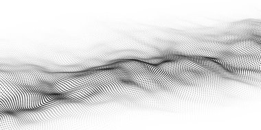 Parçacık dalgası. Dinamik dalgalı soyut bir arkaplan. Büyük veri. Vektör illüstrasyonu.