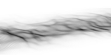 Parçacık dalgası. Dinamik dalgalı soyut bir arkaplan. Büyük veri. Vektör illüstrasyonu.