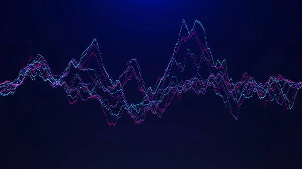Dinamik dalgalar ile soyut arka plan. Büyük veri görselleştirmesi. Ses dalgası elemanı. Müzik için teknoloji ekolayzır. — Stok fotoğraf