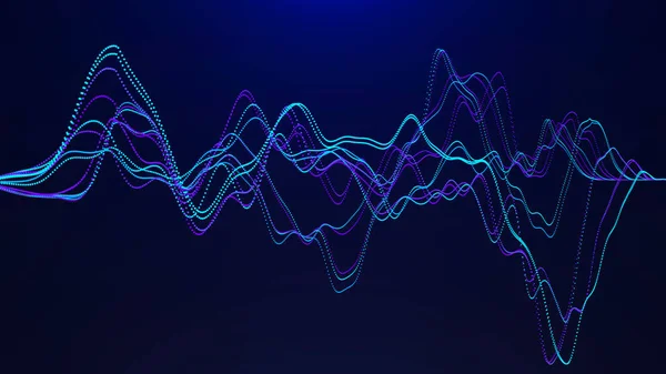 Αφηρημένο φόντο με δυναμικά κύματα. Απεικόνιση μεγάλων δεδομένων. Ηχητικό στοιχείο κύματος. Ισοσταθμιστής τεχνολογίας για τη μουσική. — Φωτογραφία Αρχείου