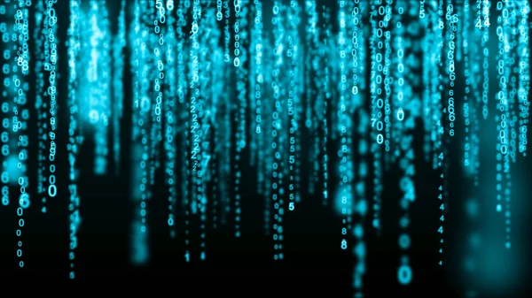 Matriz azul de fondo digital. Código binario. Concepto de hacker. renderizado 3d —  Fotos de Stock