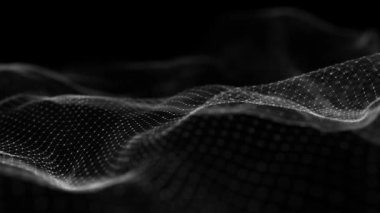 Parçacık dalgası. Dinamik bir dalga ile gelecekteki noktalar. Büyük veri. 3D görüntüleme. Kusursuz döngü.