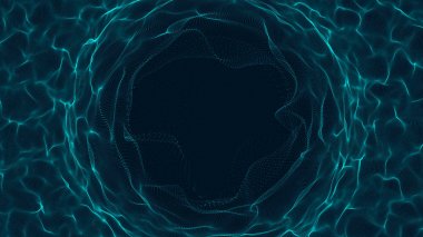 Tünel ya da solucan deliği. Soyut küre, noktalardan oluşur. Uzay-zaman portalı. Izgara dokusu. 3d render.