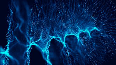 Dna ile moleküler arka plan. Veri akışının soyut arka planı. Fütüristik teknoloji Ai elementi. Büyük veri görselleştirmesi. 3d render.