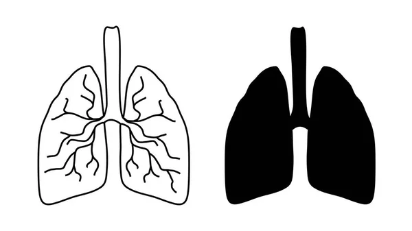 Iconos pulmonares vectoriales sobre fondo blanco . — Archivo Imágenes Vectoriales