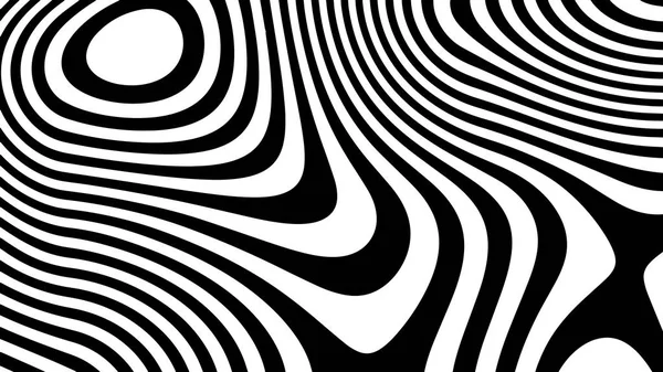 Líneas de movimiento ilusión. Onda abstracta con líneas curvas en blanco y negro. Ilusión óptica vectorial . — Archivo Imágenes Vectoriales