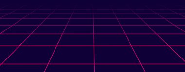 Soyut fütüristik ızgara 1980'lerin tarzı. Vektör illüstrasyon 80s parti arka plan . 80s Retro Sci-Fi arka plan.