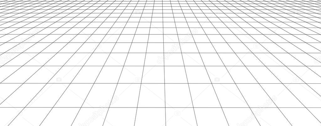 Perspective grid background. Abstract vector wireframe landscape. Abstract mesh background. Vector illustration.