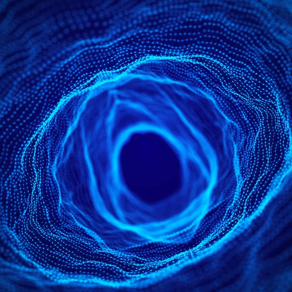 Abstract 3d portal. Tunnel or wormhole. Wireframe 3D surface tunnel. 3d rendering.