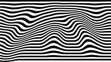 Hareket hatları yanılsama. Soyut dalga whith siyah ve beyaz eğrisi hatları. Vektör optik yanılsama.