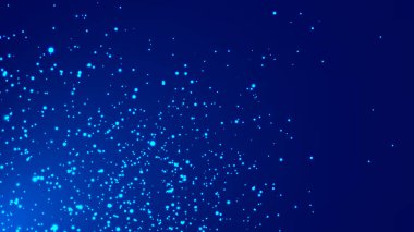 Soyut mavi parçacıklar arka plan. Dinamik parlayan parçacık patlamaları.