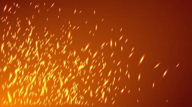 Ateş uçuşan kıvılcımlar. Vektör toz parçacıkları. Parçacıkların soyut arka planı.