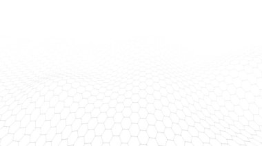 Beyaz arka plan üzerinde bağlantı noktaları ve çizgiler ile dalga. Vektör soyut altıgen arka plan.