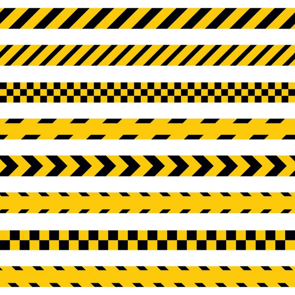 Vektor-Warnbänder. isolierte Polizeilinie auf weißem Hintergrund. Sicherheitslinie nicht überschreiten. Schwarz-gelbe Bänder. — Stockvektor