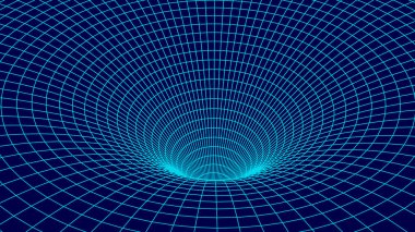Tünel ya da solucan deliği. Tel çerçeve 3d yüzey tüneli ızgarası.