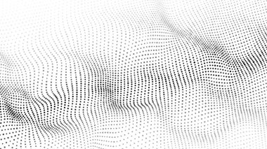 Parçacık dalgası. Dinamik bir dalga ile soyut arka plan. Büyük veri görselleştirmesi. Vektör çizimi.