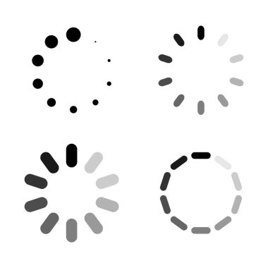 Simge yükleyen vektör kümesi. Geleceksel ilerleme çubuğu tasarımı.