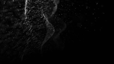 Parçacık dalgası. Dinamik dalgalı soyut bir arkaplan. 3d oluşturma.