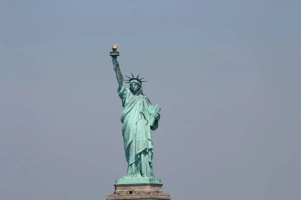 Monumento Liberdade Rio Hudson New York Estatua Libertad Sobre Rio — Fotografia de Stock