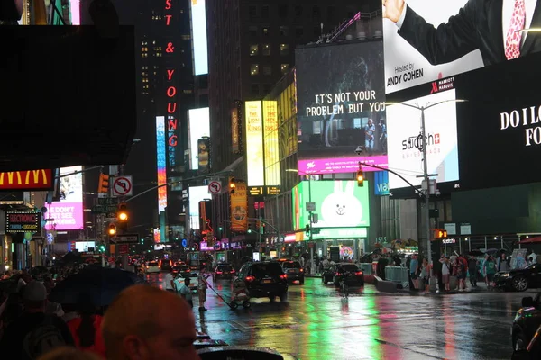 Time Square Por Noche Luces Nueva York —  Fotos de Stock